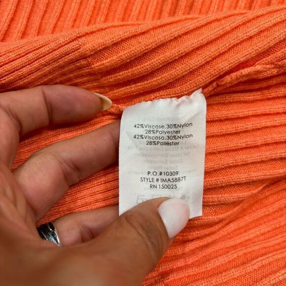 Ladies Vestique Brand Orange Ribbed Button Up Cardigan Size Medium - Picture 7 of 8